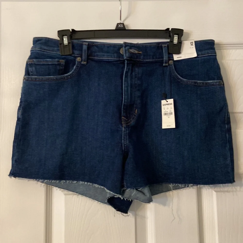 EXPRESS MIDI High Rise Jeans shorts size 12 brand new with tags - Picture 3 of 12